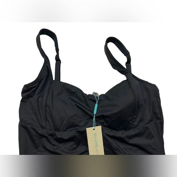 SEA LEVEL SWIM Australia Black Front Twist Ruched One Piece Swimsuit NWT - Picture 4 of 8